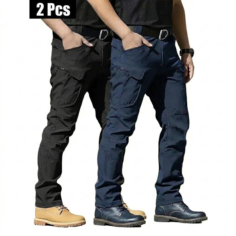 2PCS Men’s Tactical Pants – Stretch Waterproof Fabric, Durable Cargo Pants for Hiking, Casual Wear & Work, Multiple Pockets (No Belt)