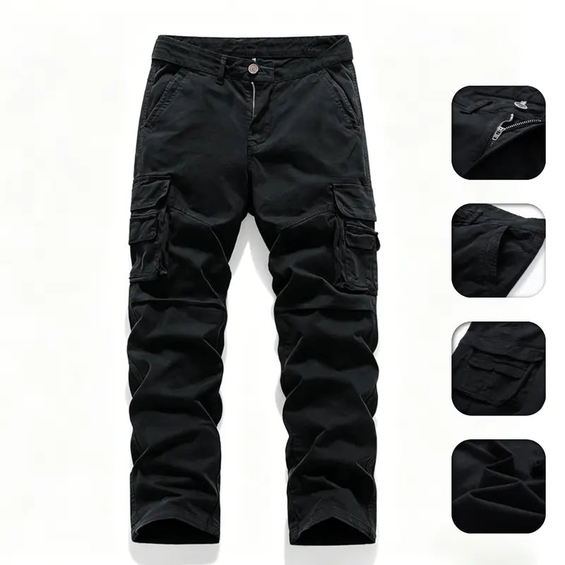 American Vintage Workwear Pants for Men — Washed, Distressed, Multi-Pocket Casual Pants