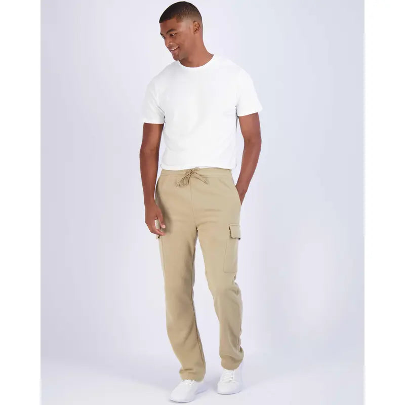 Real Essentials 3 Pack: Men's Tech Fleece Open Bottom Cargo Sweatpants with Pockets (Available In Big & Tall)