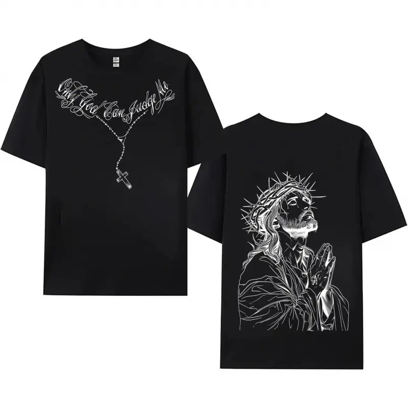 Men's Relaxed Fit Washed Christian Short-Sleeve Round Neck Tshirt - Bold Jesus Design, Vintage Distressed Retro Cotton, Summer Streetwear Sports Top, Casual Graphic Design, Men's Graphic Tees