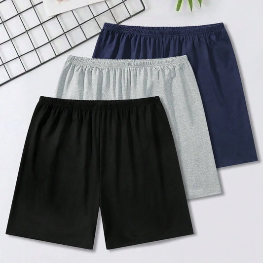 Men's Solid Color Casual Shorts, 3 Pack, Comfortable Leisure Sleepwear, Soft and Breathable Fabric, Perfect for Daily Wear, Loungewear
