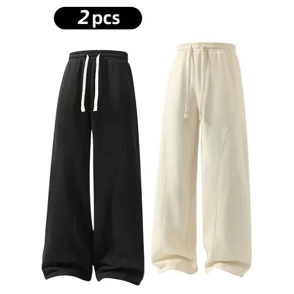 Men's Fleece Thermal Lined Sweatpants  Oversize Drawstring Waist Casual Loose Pants for Fall Winter School Season Daily Wear Stylish Menswear