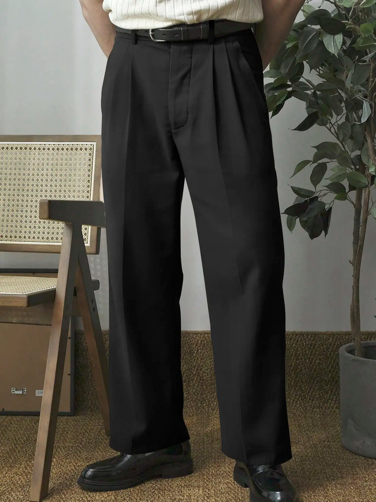 Men's Solid Button Pocket Straight Leg Pants, Minimalist Plain Pants, Regular Fit Comfy Trousers for Work Office Business Daily Wear, Men's Bottoms for All Seasons