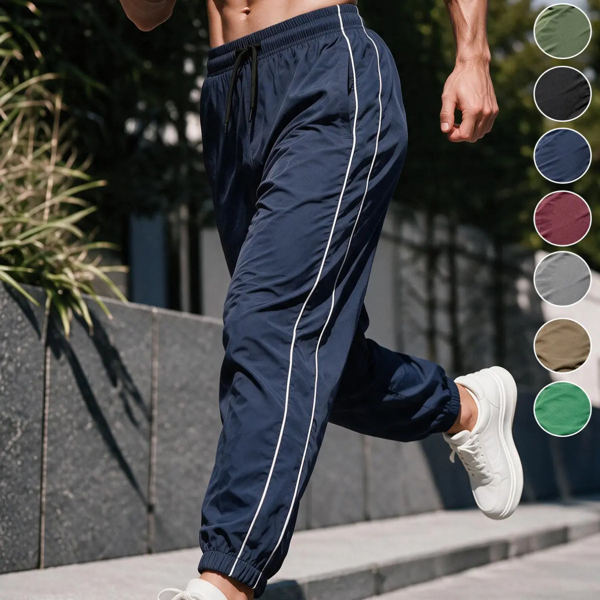 Men's Loose-Fit Casual Pants with Drawstring Waist, H-Type Silhouette, Long/regular Length, Ideal for Spring & Fall Outdoor Activities