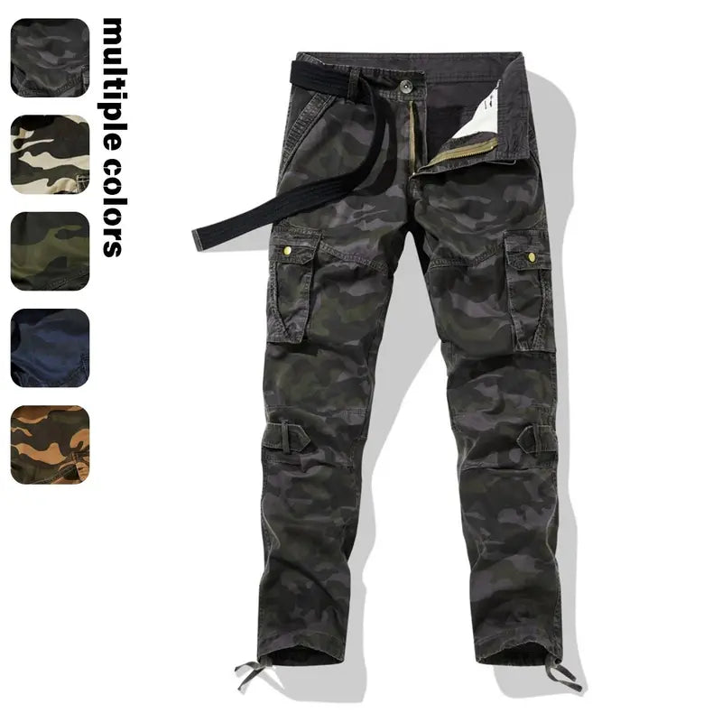 Men's Camo Stretch Menswear Trousers - Summer Thin Loose-Fit Straight-Leg Long Trousers for Work & Casual Wear