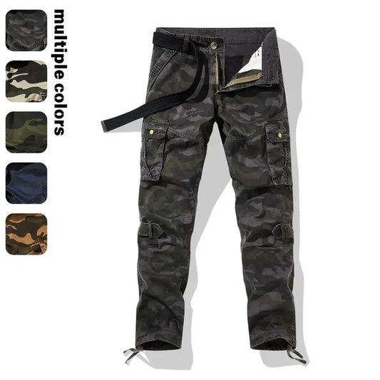 Men's Camo Stretch Menswear Trousers - Summer Thin Loose-Fit Straight-Leg Long Trousers for Work & Casual Wear
