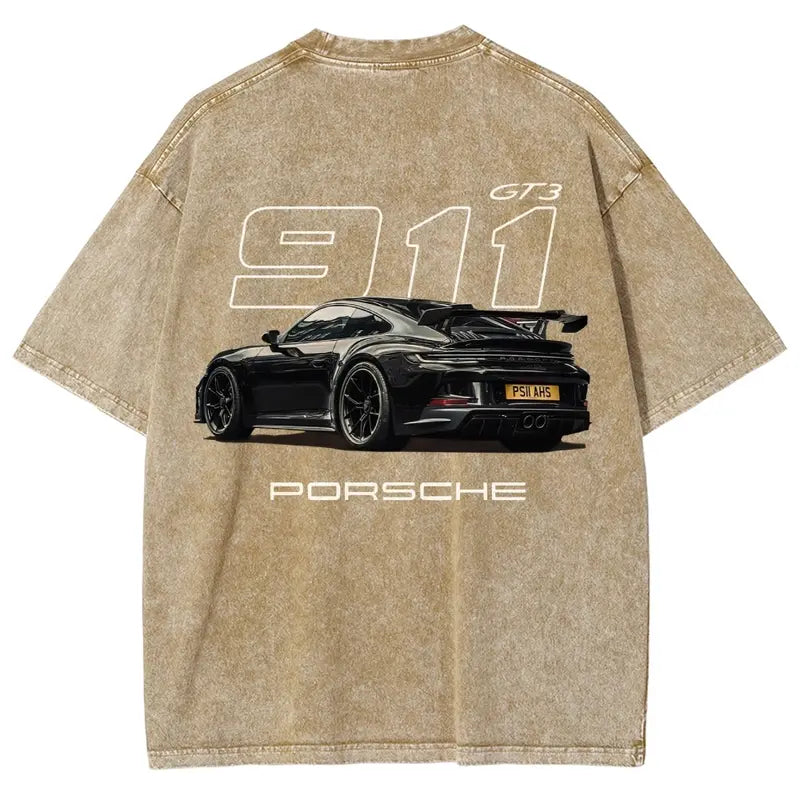 Men's 911 GT3 Racing Good Graphic Tees - Super Soft Washed Cotton Fashion Streetwear Round Neck Casual Top, Boyfriend Birthday Gift, Cool Guys Gifts, Gifts For Boyfriend, Cool Gifts For Guys