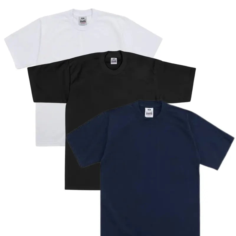 Pro Club 3-Pack Men's Thick Cotton Crew Neck Short Sleeve Tops, Casual Plain Classic Collar Day T-Shirts