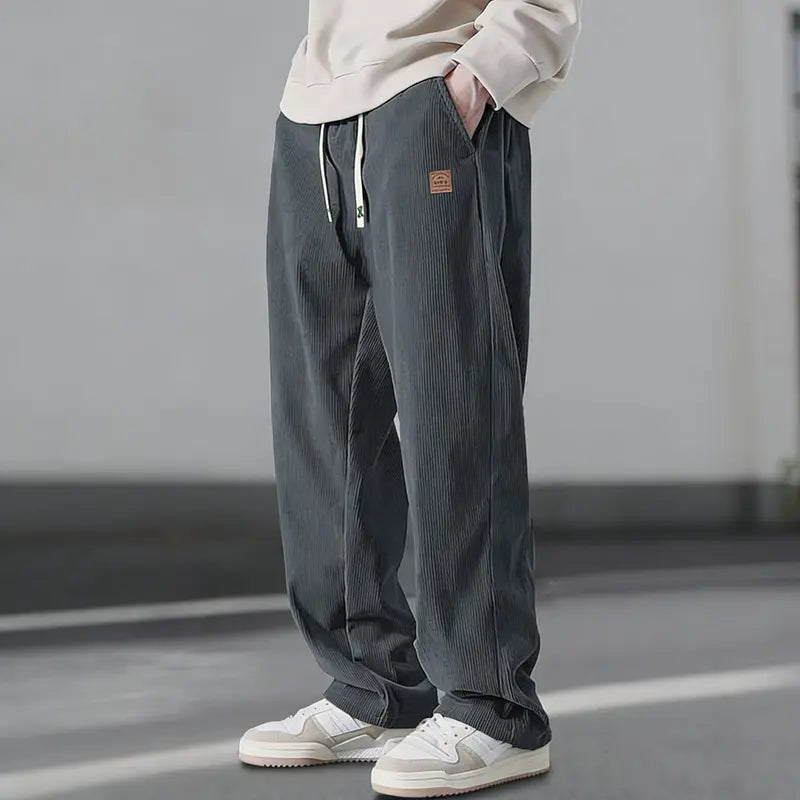 Men's Casual Loose Fit Drawstring Ankle Pants - Male Clothing, Men’s Clothes, Athleisure Chill Pants, Athletic Bottoms with Delicate Logo Details for Comfortable Daily Summer Wear, Father's Day Gift