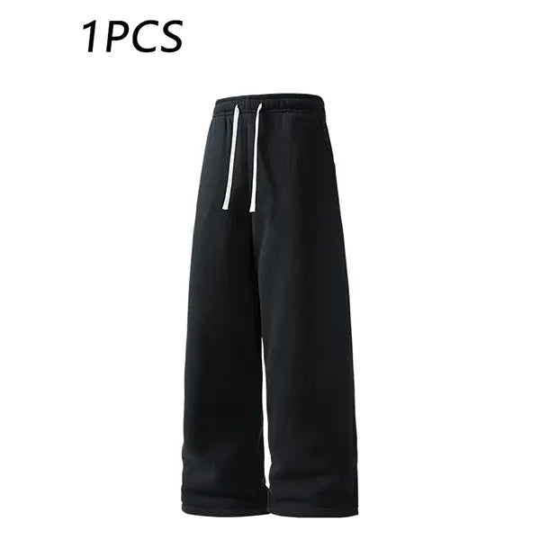 2-pack men’s casual straight sweatpants with adjustable drawstring elastic waistband, loose straight-leg design, skin-friendly comfortable fabric