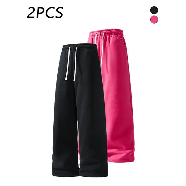 2-pack men’s casual straight sweatpants with adjustable drawstring elastic waistband, loose straight-leg design, skin-friendly comfortable fabric