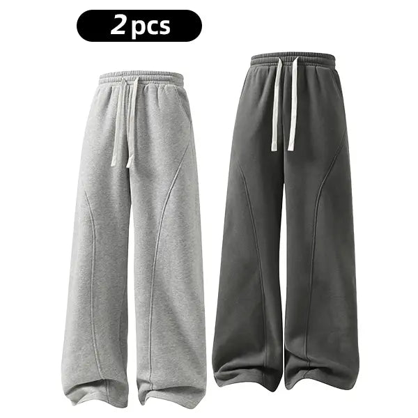 Men's Fleece Thermal Lined Sweatpants  Oversize Drawstring Waist Casual Loose Pants for Fall Winter School Season Daily Wear Stylish Menswear