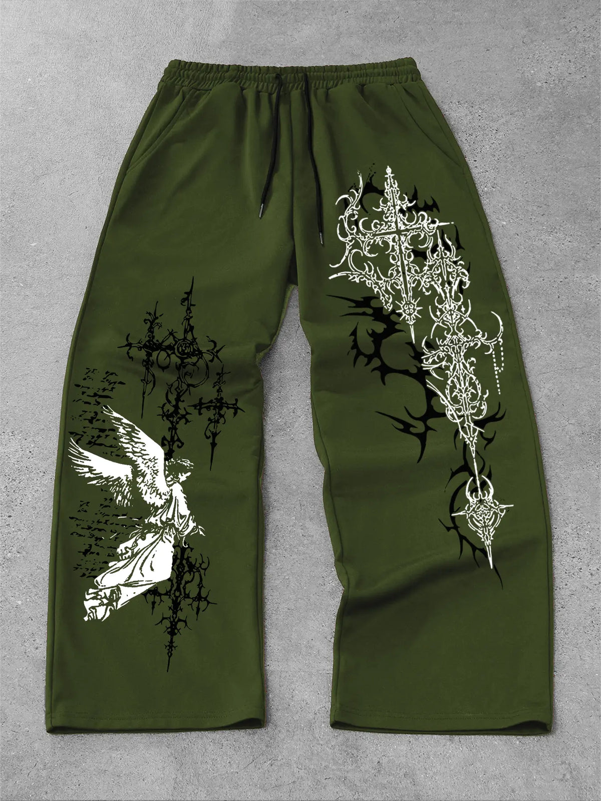 Men's Straight-Leg Long Pants with Gothic Print, Casual Fashion Bottoms, Comfortable and Stylish, Perfect for Daily Wear