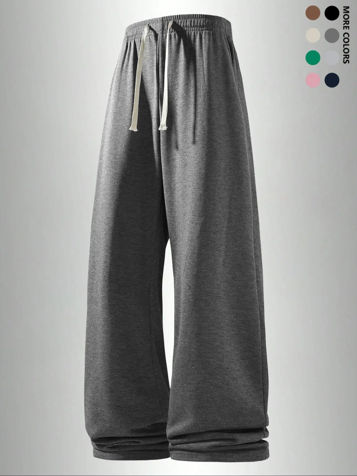 Men's Casual Long Pants, Casual Loungewear Pants, Classic Solid Pants, Casual Solid Drawstring, Soft Knit Drawstring Waist, Knitted Trousers, Side Pockets, Straight Leg Design, All Season Comfortable Daily Wear
