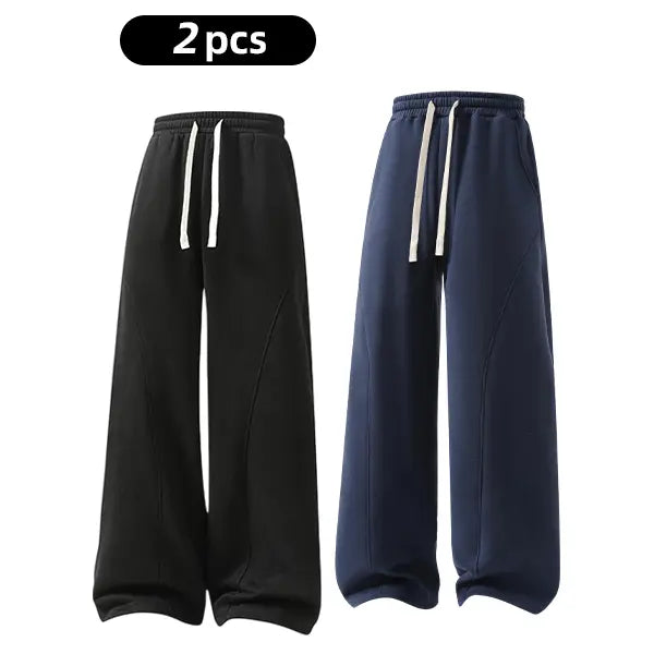 Men's Fleece Thermal Lined Sweatpants  Oversize Drawstring Waist Casual Loose Pants for Fall Winter School Season Daily Wear Stylish Menswear