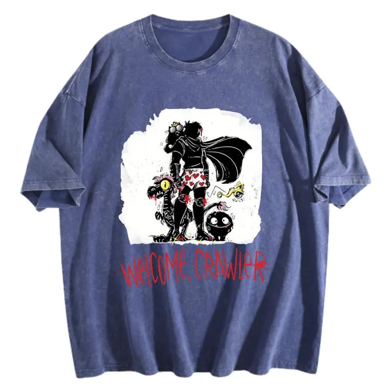 Dungeon Crawler Carl Printed Soft Cotton Men's Tshirt, Streetwear Sports Top with Gothic Creature Art, DCC Sci-Fi LitRPG Book Fan Gift for Halloween - Ideal for Family Shopping, Going Out