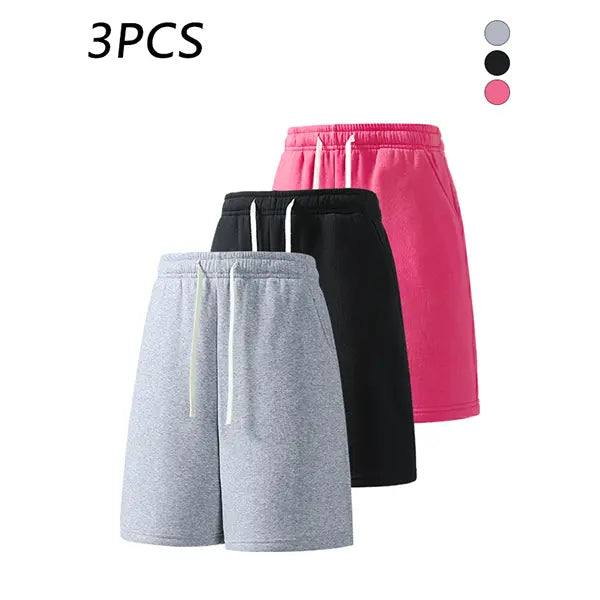 3-pack men’s summer casual shorts, elastic waistband, loose straight fit, comfortable breathable fabric