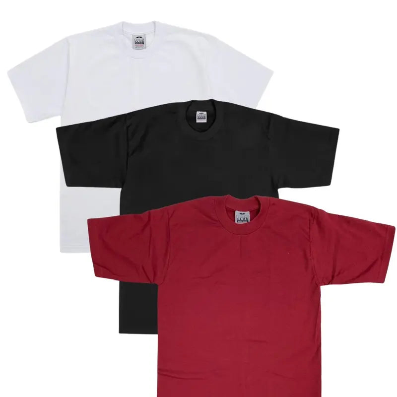 Pro Club 3-Pack Men's Thick Cotton Crew Neck Short Sleeve Tops, Casual Plain Classic Collar Day T-Shirts