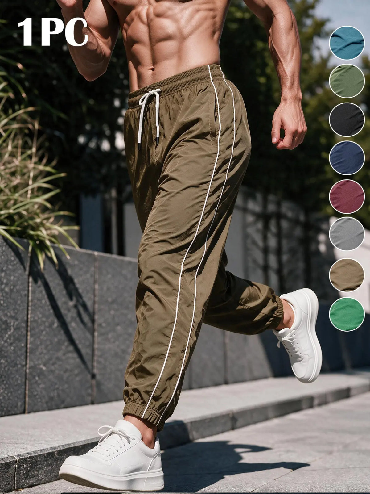 Men's Loose-Fit Casual Pants with Drawstring Waist, H-Type Silhouette, Long/regular Length, Ideal for Spring & Fall Outdoor Activities