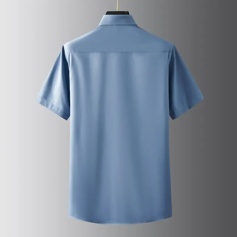 Men's Plus Size Classic Loose-Fitting Collared Neck Short Sleeve Button-Down Pajama Top - Menswear Loungewear for Comfortable Nightwear, Plain, XL
