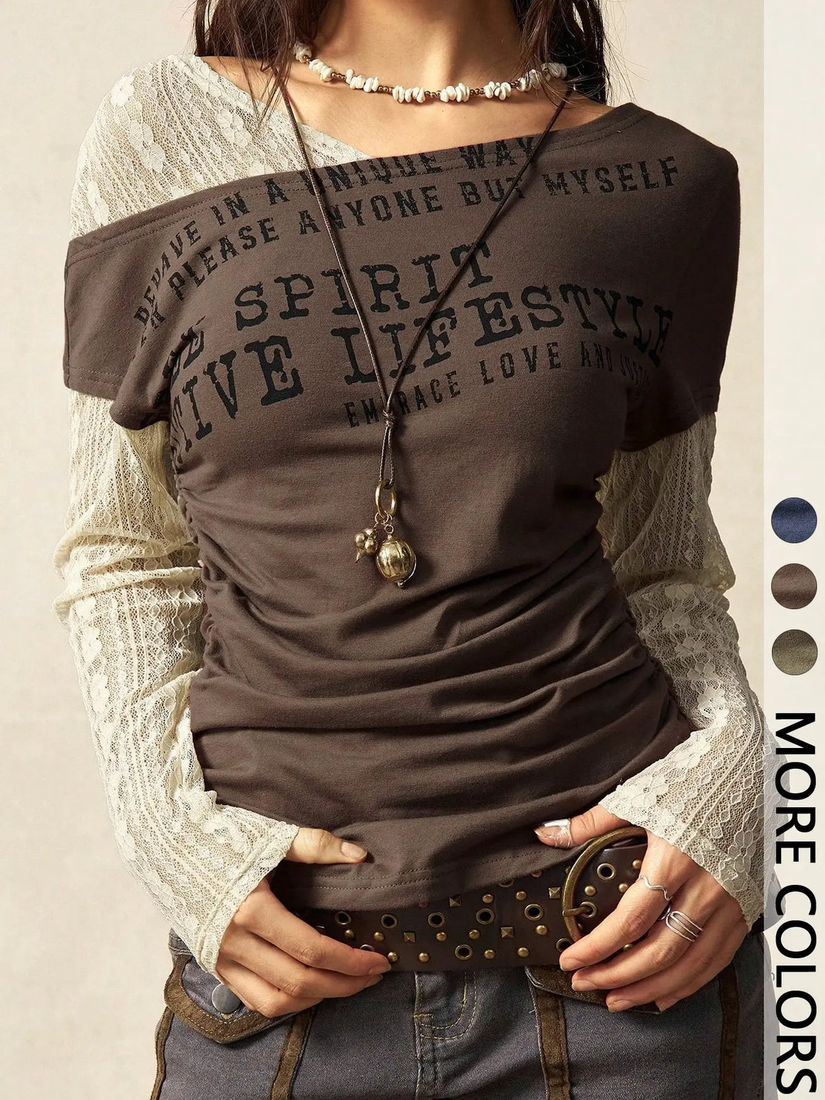 Letter Print Faux Two-Piece Long-Sleeve Fitted T-Shirt, American Vintage Style, Casual Daily Wear, Streetwear, Men's Clothing