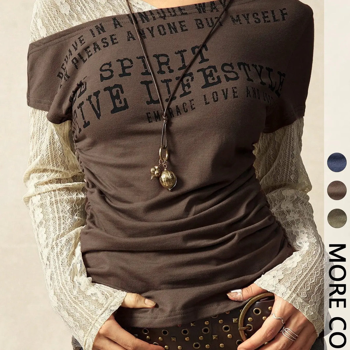 Letter Print Faux Two-Piece Long-Sleeve Fitted T-Shirt, American Vintage Style, Casual Daily Wear, Streetwear, Men's Clothing