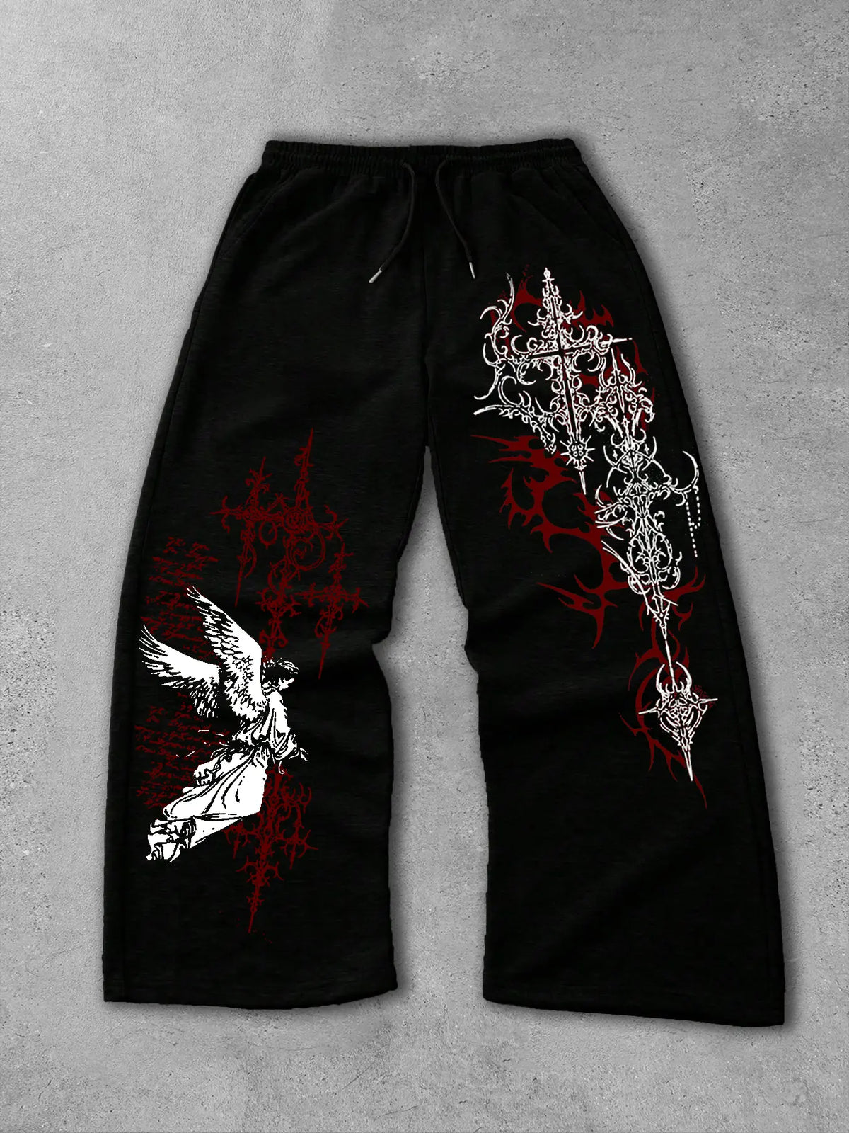 Men's Straight-Leg Long Pants with Gothic Print, Casual Fashion Bottoms, Comfortable and Stylish, Perfect for Daily Wear