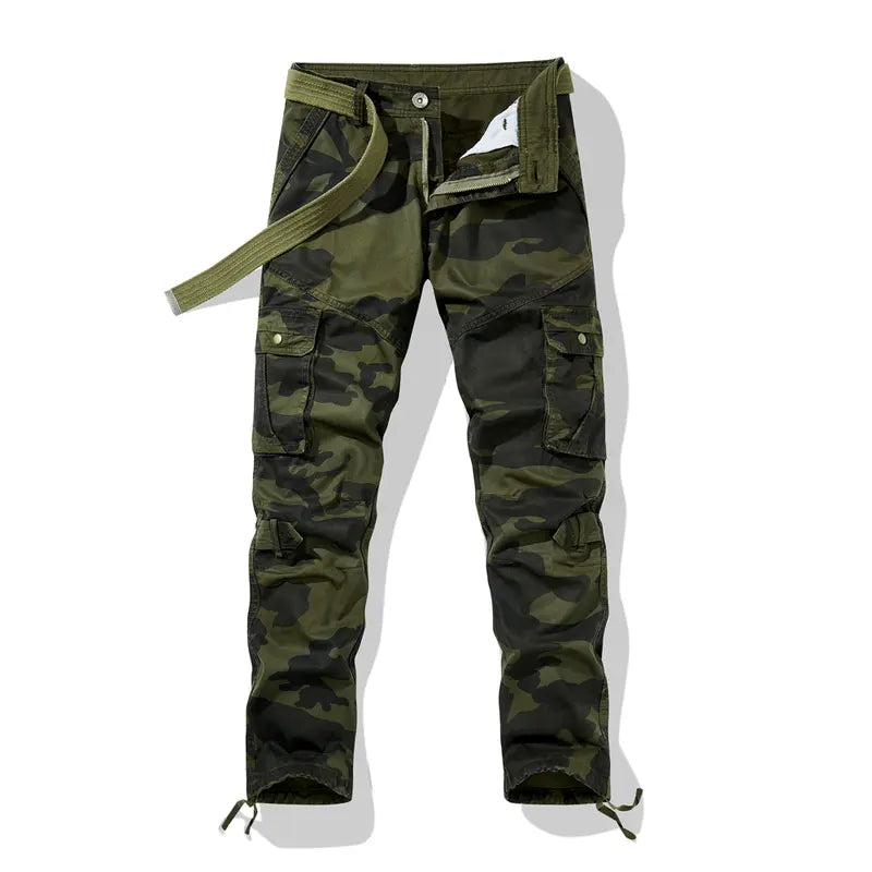 Men's Camo Stretch Menswear Trousers - Summer Thin Loose-Fit Straight-Leg Long Trousers for Work & Casual Wear