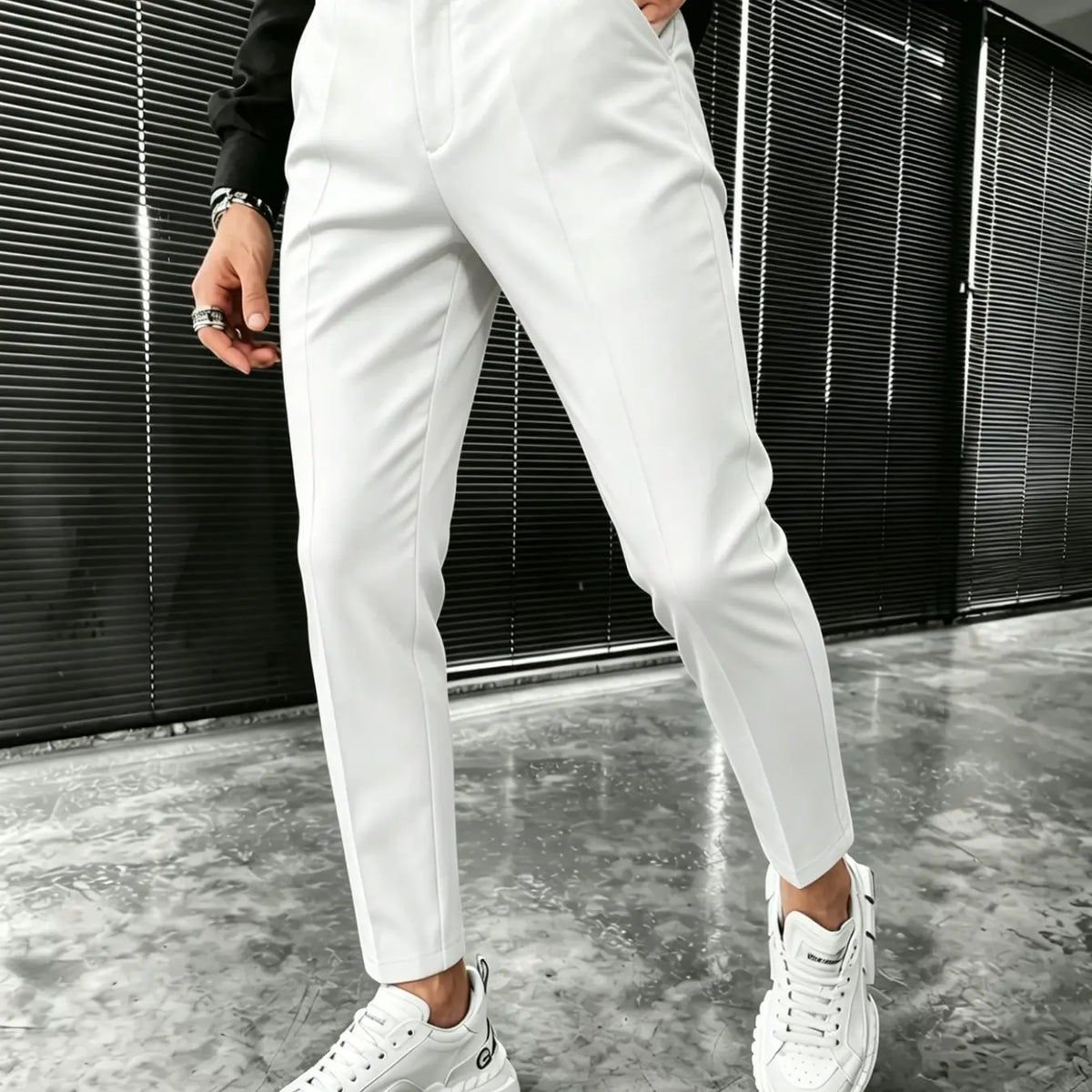 Men's Fashion Classic Business Casual Slim-Fit Suit Pants, Office Pants, Business Work Trousers, Menswear, Versatile Business Essential, Plain Pattern, All Seasons Wear, Comfortable and Stylish