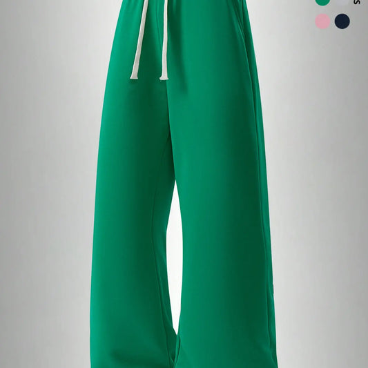 Men's Casual Long Pants, Casual Loungewear Pants, Classic Solid Pants, Casual Solid Drawstring, Soft Knit Drawstring Waist, Knitted Trousers, Side Pockets, Straight Leg Design, All Season Comfortable Daily Wear