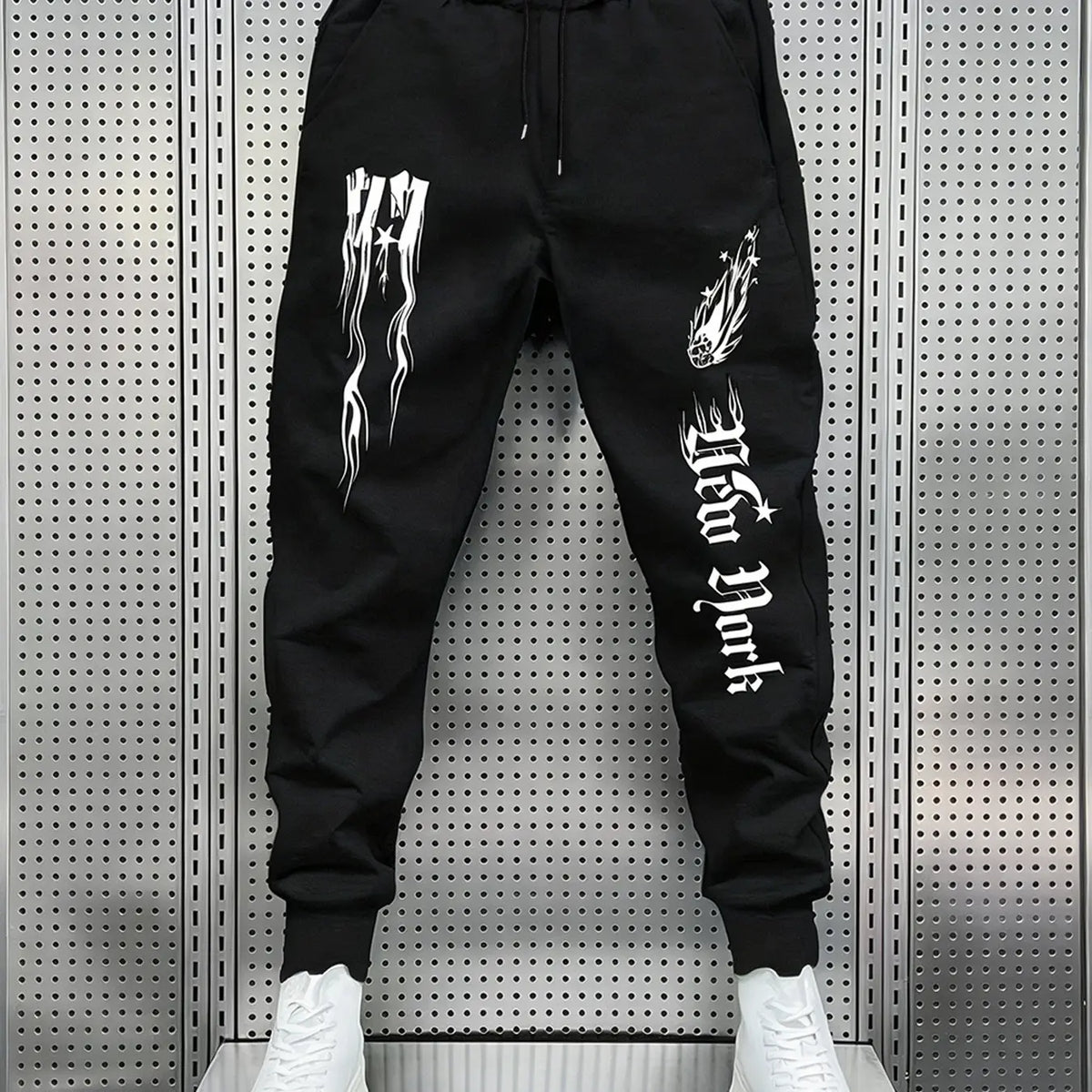 Men's Printed Sweatpants with Drawstring, Casual Long Pants with Pockets, Ideal for Daily Wear and Relaxation, Casual Streetwear Trousers, Casual Athleisure Pants, Graphic Sweatpants