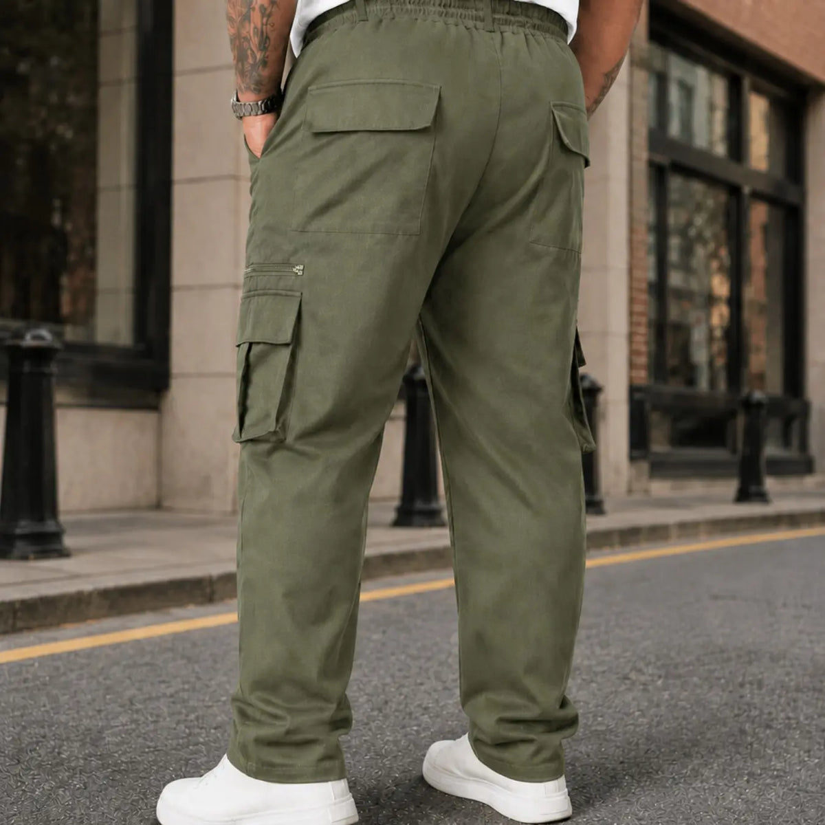 Men's Plus Size Casual Straight Leg Cargo Trouser Pants with Multiple Pockets, Comfortable & Durable for Daily Wear & Outdoor Activities Multi Pocket Trousers
