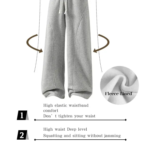 Men's Fleece Thermal Lined Sweatpants  Oversize Drawstring Waist Casual Loose Pants for Fall Winter School Season Daily Wear Stylish Menswear