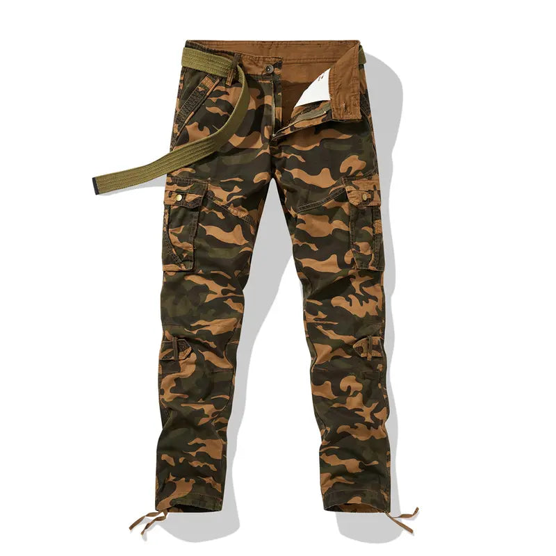 Men's Camo Stretch Menswear Trousers - Summer Thin Loose-Fit Straight-Leg Long Trousers for Work & Casual Wear