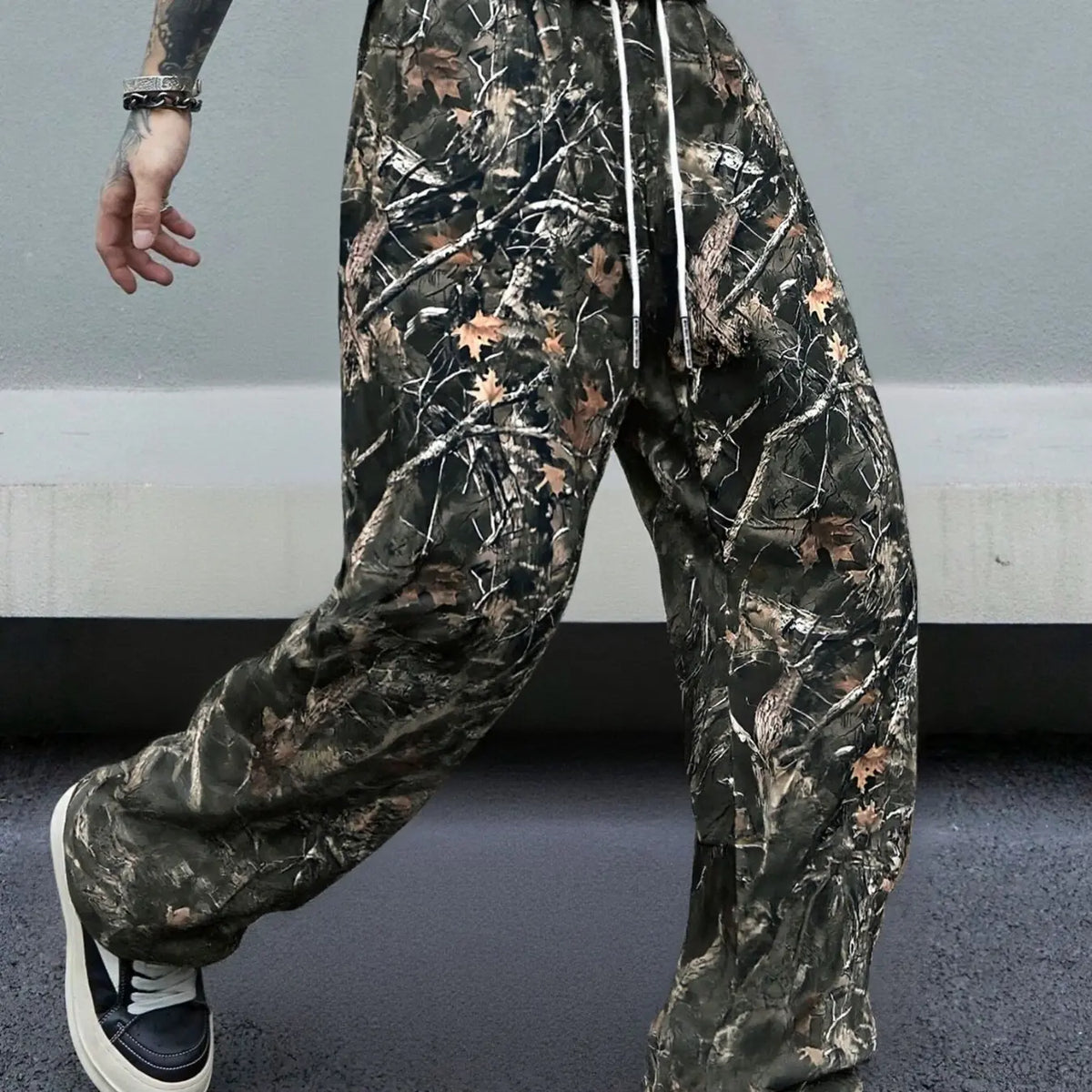 Men's Camo Tree Print Pants, Street Fashion Casual Loose Trousers for Daily Wear, Men's Bottoms for Summer, Casual Fit Streetwear