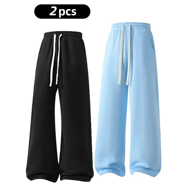 Men's Fleece Thermal Lined Sweatpants  Oversize Drawstring Waist Casual Loose Pants for Fall Winter School Season Daily Wear Stylish Menswear