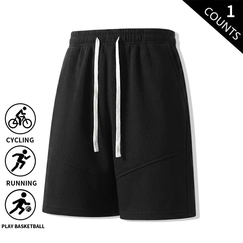 Men's Basic Minimalist Retro 2-Pack Cotton Shorts - Elastic Drawstring, Loose-Fit Comfortable Casual Shorts for Dad's Everyday Wear