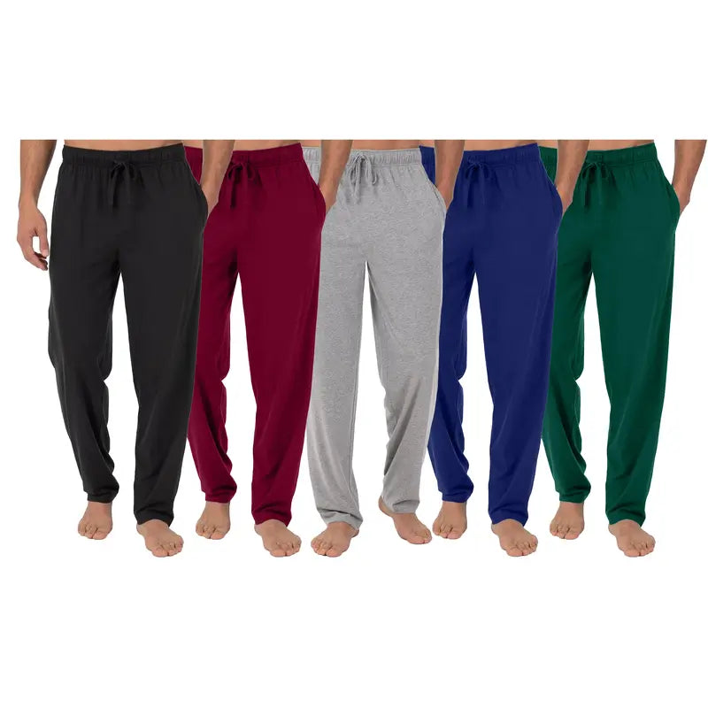 5-Pack Men's Loose Fit Classic Lounge Pants Soft Knit Pajama Polyester Trouser Pocket Men's wear Lounge wear