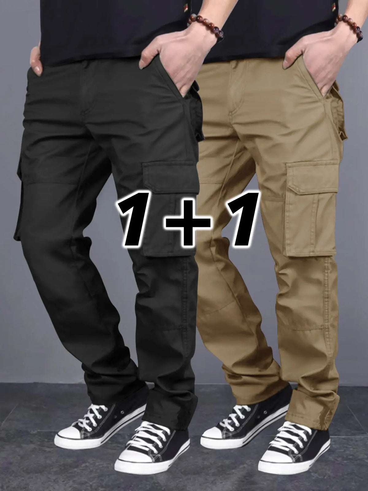 Men's Loose Solid Casual Slant Pocket Drawstring Waist Cargo Pants, Casual Street Style Straight Leg Trousers for Outdoor Hiking Fishing, Woven Bottoms for All Seasons Pants