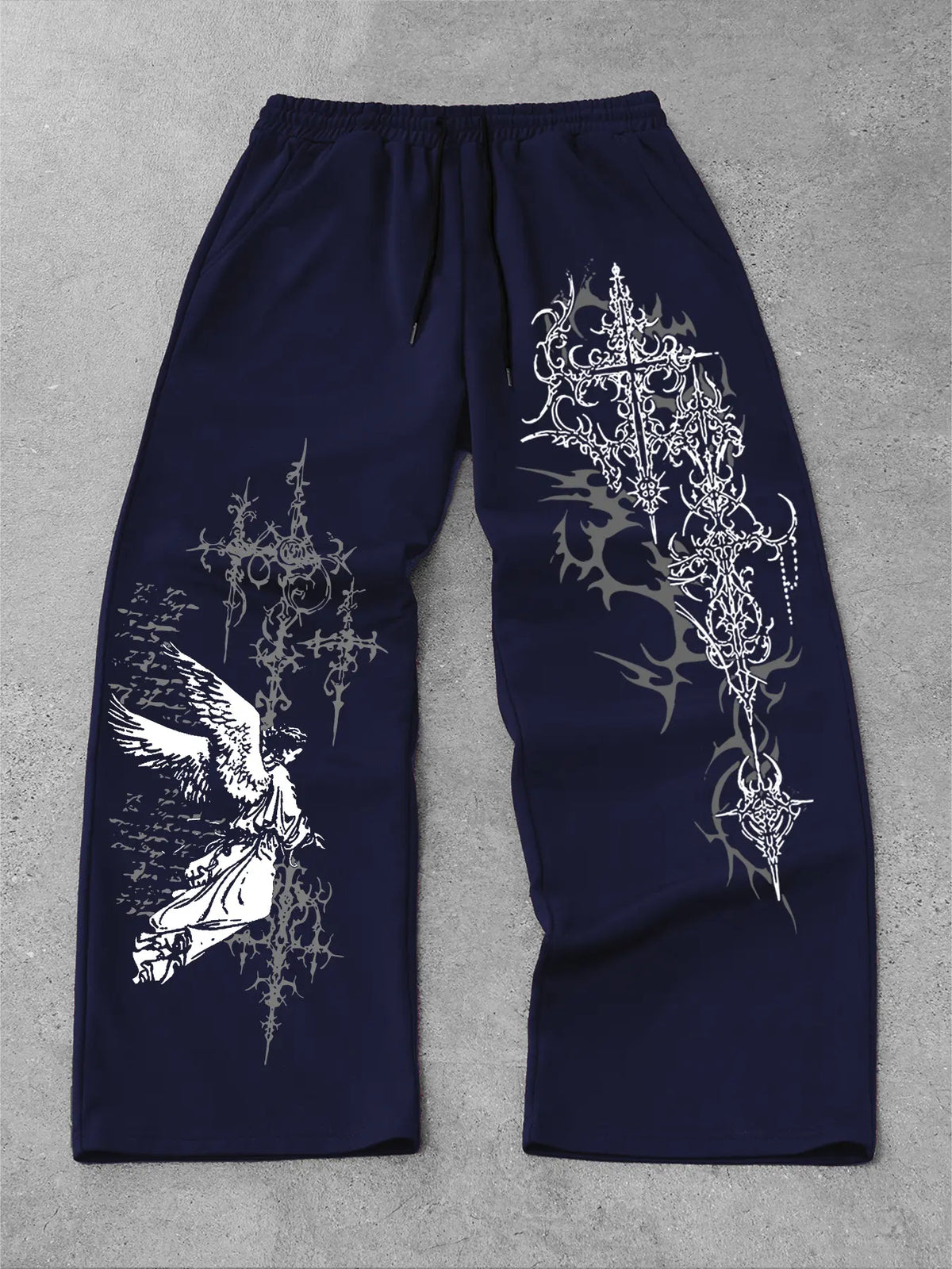 Men's Straight-Leg Long Pants with Gothic Print, Casual Fashion Bottoms, Comfortable and Stylish, Perfect for Daily Wear