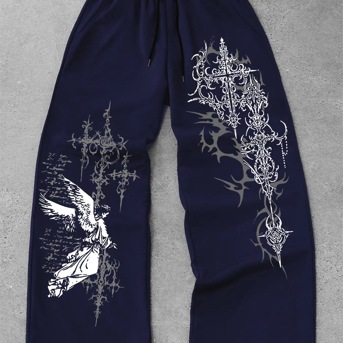 Men's Straight-Leg Long Pants with Gothic Print, Casual Fashion Bottoms, Comfortable and Stylish, Perfect for Daily Wear
