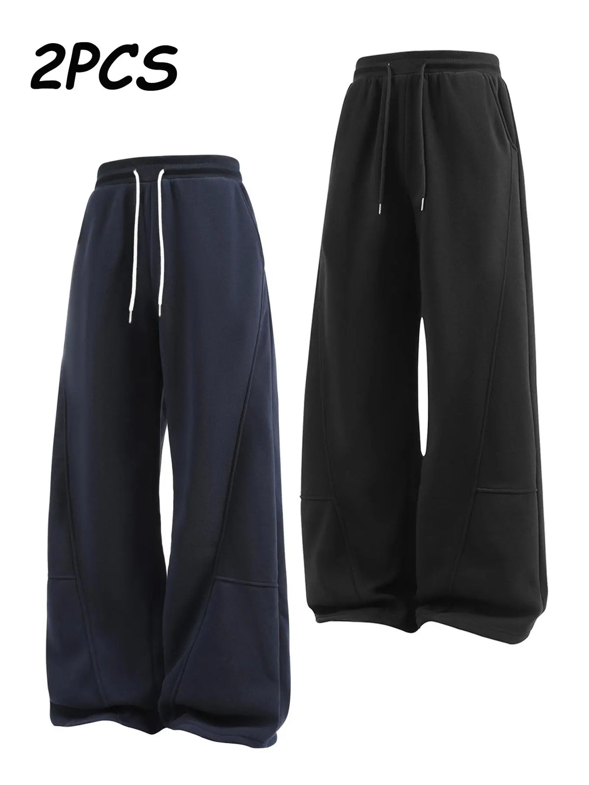 Men's Fleece-Lined Loose Wide-Leg Sweatpants, Y2K Street-Style Oversized Joggers, Casual Loungewear Pants, Casual Chic Trousers, Deconstructed Leisure Trousers, Athleisure Style Pants Suitable for Daily Wear & Street Fashion