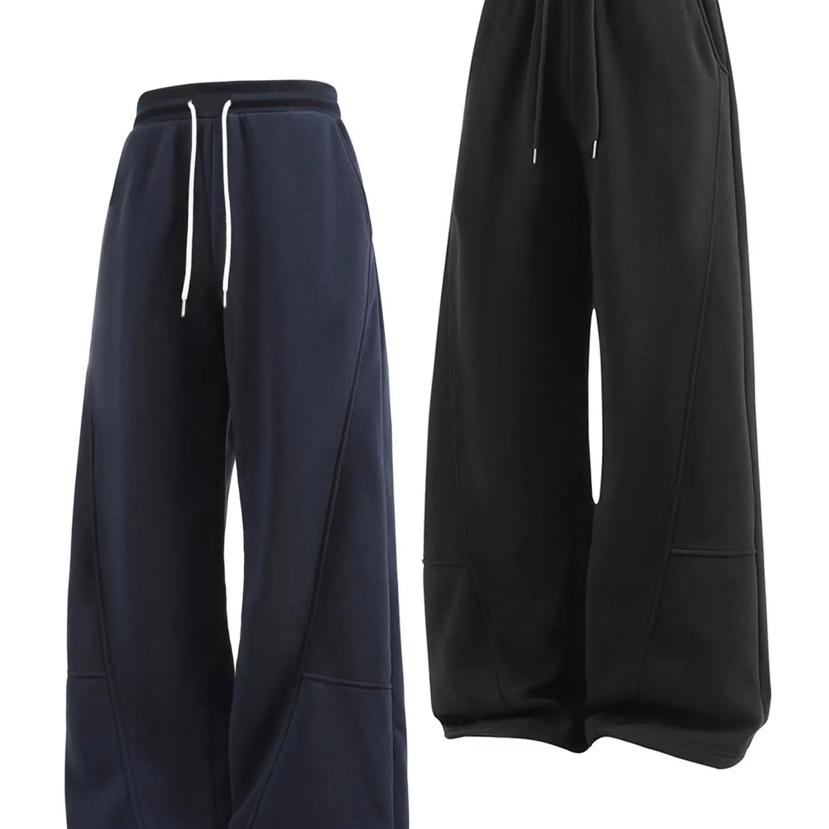Men's Fleece-Lined Loose Wide-Leg Sweatpants, Y2K Street-Style Oversized Joggers, Casual Loungewear Pants, Casual Chic Trousers, Deconstructed Leisure Trousers, Athleisure Style Pants Suitable for Daily Wear & Street Fashion